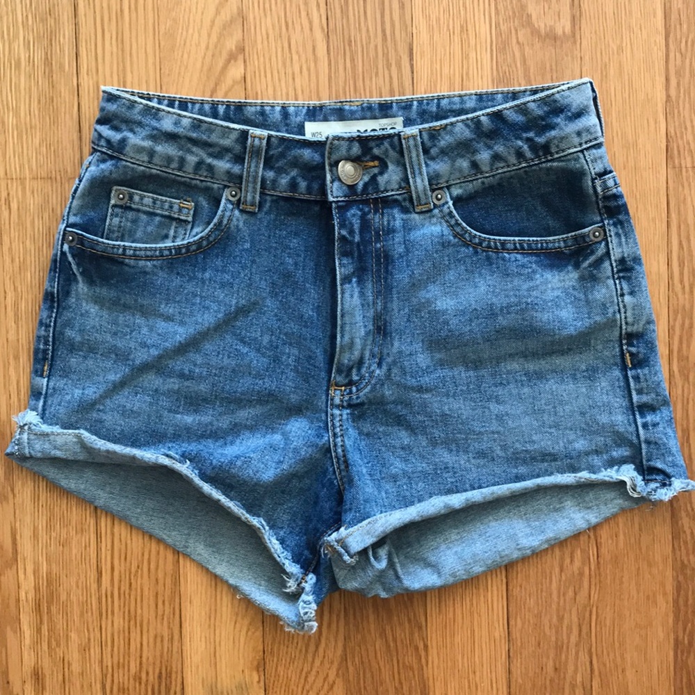 Topshop High Waisted Jean Denim Shorts size 25